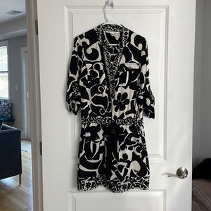 Diane von furstenberg black and cream print dress